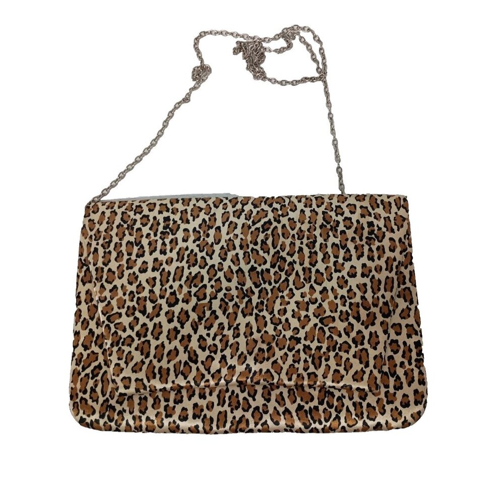 Vintage‎ Terramina Womens Leopard Print Chain Strap Crossbody Mini Bag 8x12"
